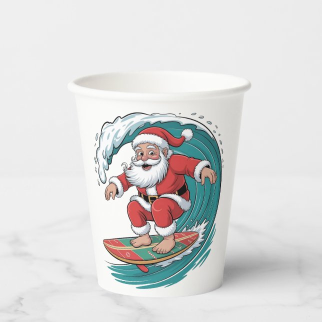 Weihnachtssurfen Weihnachten Weihnachtsfeiertag Pappbecher (Vorderseite)