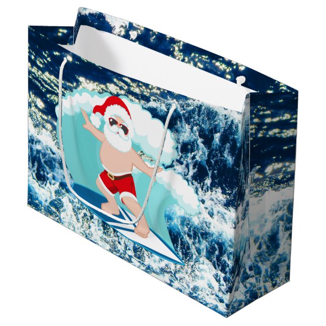 Weihnachtssurfen Weihnachtsfest Grosses Geschenk Große Geschenktüte (Vorderseite Schrägansicht)