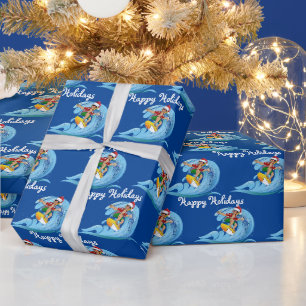 Weihnachtssurfer auf Wave Geschenkpapier