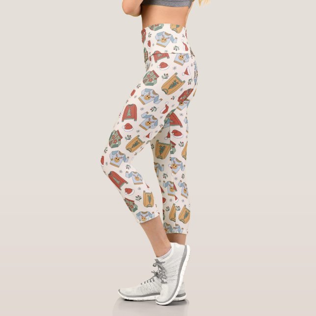 Weihnachtssüße und Hattern Muster Capri Leggings (Links)