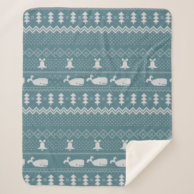 Weihnachtssüßer Gewirr Whale Rustikal Sherpadecke (Vorderseite)