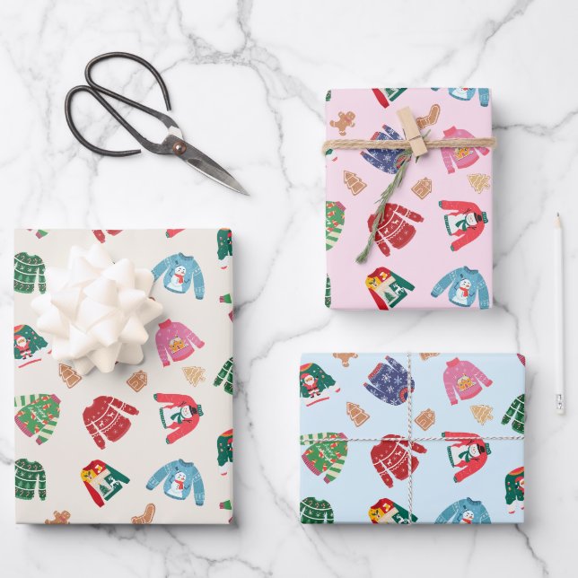 Weihnachtssüßer und Lebkuchen Geschenkpapier Set (Vorderseite)