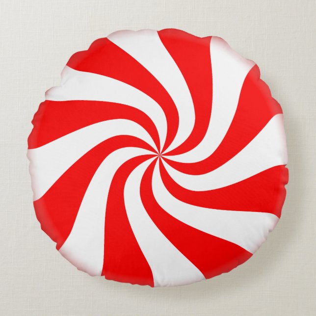 Weihnachtssüßigkeits-Pfefferminz Rundes Kissen (Vorderseite)
