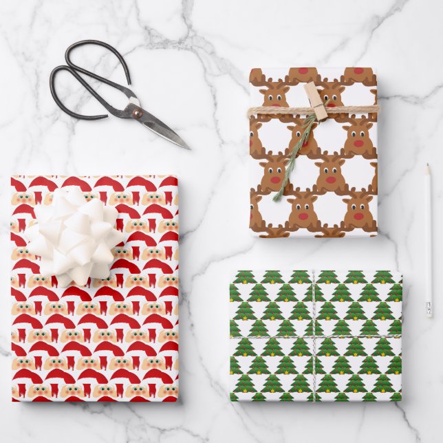Weihnachtssymbole Design Wrapping Paper Set Geschenkpapier Set (Vorderseite)