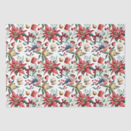 Weihnachtssymbole mit Poinsettia mit Red Robin Seidenpapier