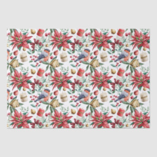 Weihnachtssymbole mit Poinsettia mit Red Robin Seidenpapier
