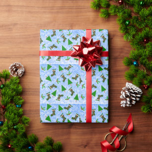 Weihnachtssymbole Muster blaues Wrapping Papier Geschenkpapier