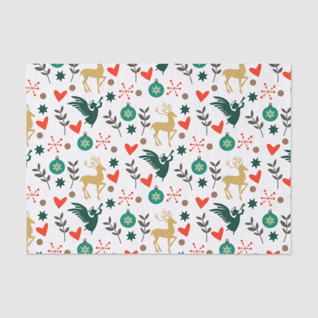 Weihnachtssymbole Muster Traditionelle Farben Seidenpapier (Vorderseite)