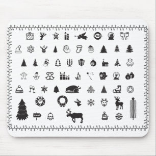 Weihnachtssymbole Ornamente Perlen Balls Poinsetti Mousepad
