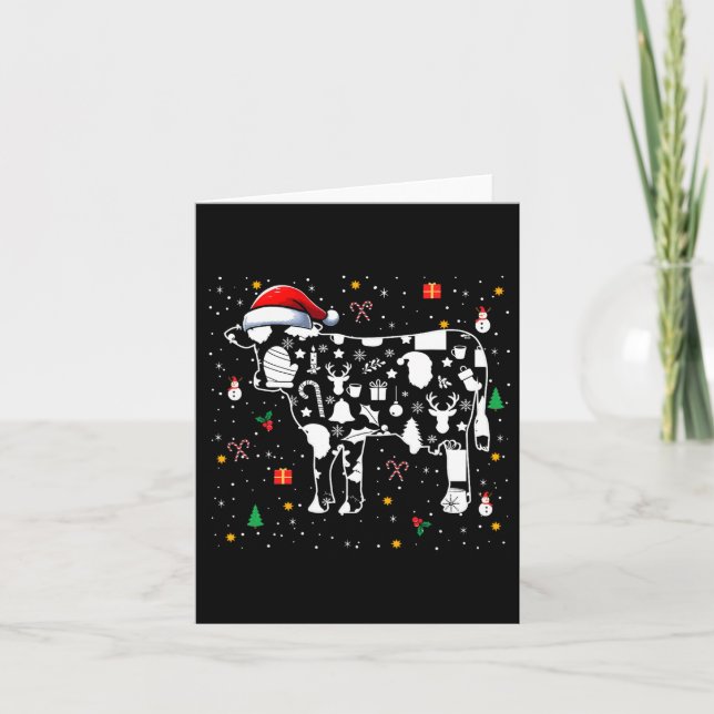 Weihnachtssymbole Santa Cow Niedlich Form Matching Karte (Vorderseite)