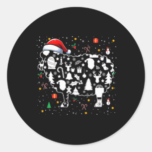 Weihnachtssymbole Santa Sheep Niedliche Form passt Runder Aufkleber