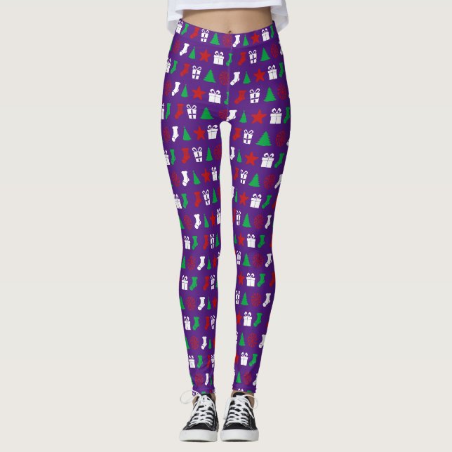 Weihnachtssymbole (Tri-Color) Leggings (Vorderseite)