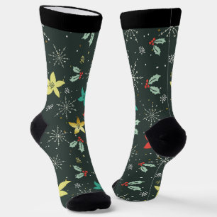 Weihnachtssymbole und Schneeflocken Socken
