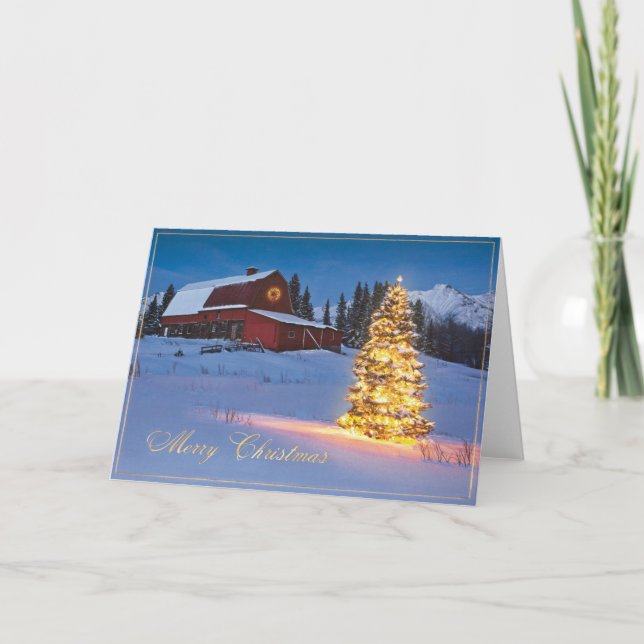 Weihnachtsszenario Feiertagskarte (Vorderseite)