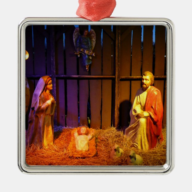 Weihnachtsszenario in Washington DC Silbernes Ornament (Vorne)
