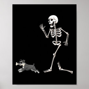 Weihnachtsszenario Miniatur Schnauzer und Skelett Poster