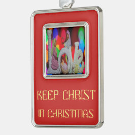 Weihnachtsszenario mit Liebe der Krippe Rahmen-Ornament Silber
