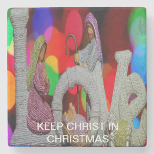 Weihnachtsszenario mit Liebe der Krippe Steinuntersetzer