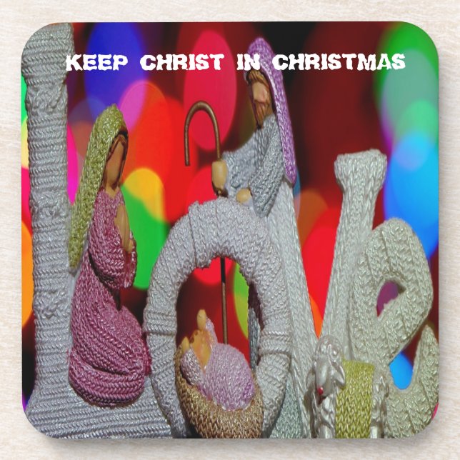 Weihnachtsszenario mit Liebe der Krippe Untersetzer (Vorderseite)