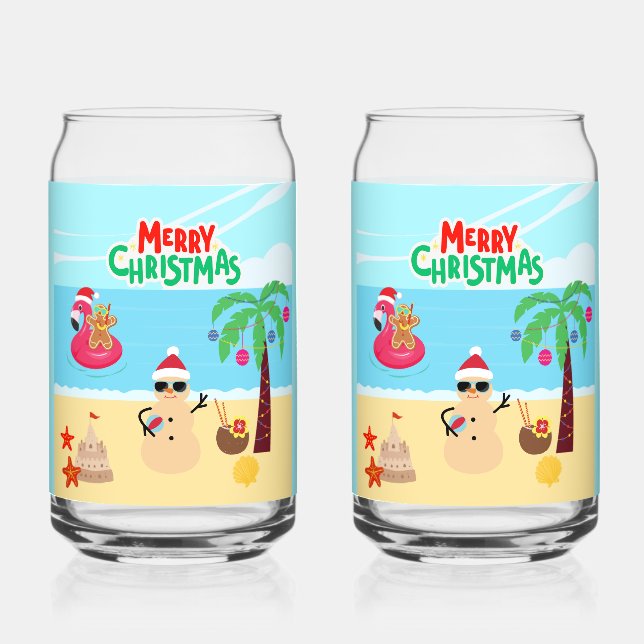Weihnachtsszene am Strand Dosenglas (Vorderseite)