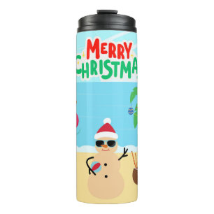 Weihnachtsszene am Strand Thermosbecher