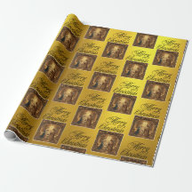 Weihnachtsszene auf Goldfolie-Geschenkpapier