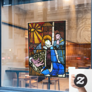 Weihnachtsszene Buntglasfensterpaneel Circa 1500er Fensteraufkleber