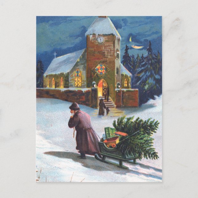 Weihnachtsszene Feiertagspostkarte (Vorderseite)