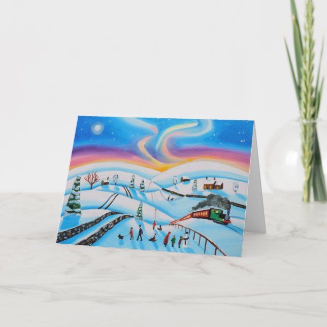 Weihnachtsszene im Winter Feiertagskarte (Vorderseite)