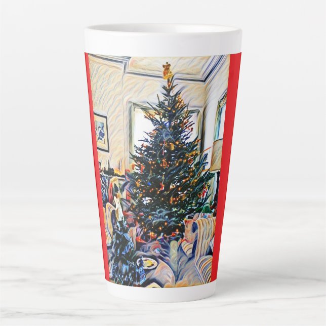 Weihnachtsszene Latte Tasse Red (Vorderseite)