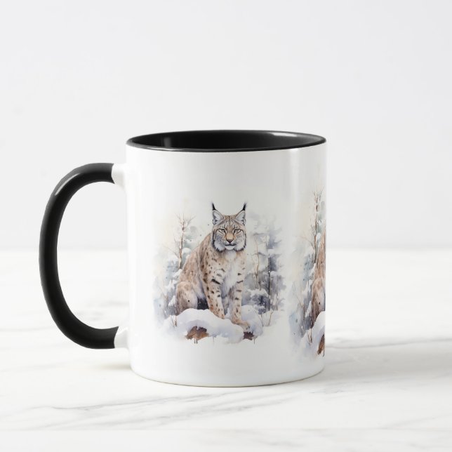 Weihnachtsszene mit Lynx Cat Tasse (Links)