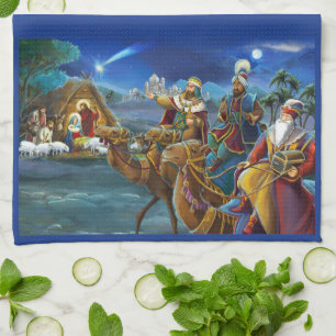 Weihnachtsszene mit weisen Männern Weihnachten  Geschirrtuch