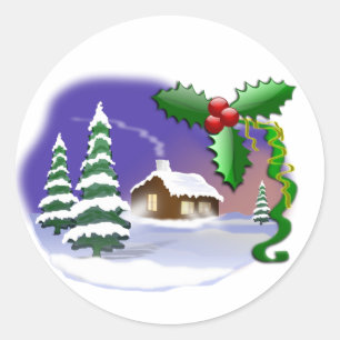 Weihnachtsszene Runder Aufkleber