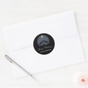 Weihnachtsszene Vignette-Skript-Weihnachtssticker Runder Aufkleber
