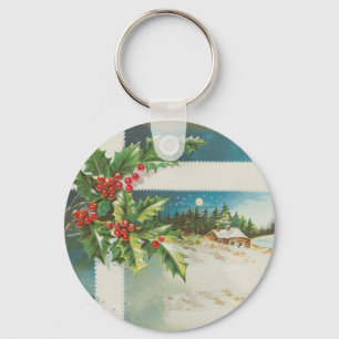 Weihnachtsszene Winterkunst Schlüsselanhänger