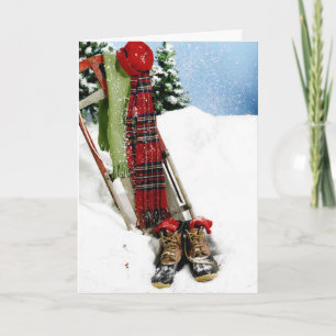 Weihnachtsszenen-Aquarellkarte Feiertagskarte