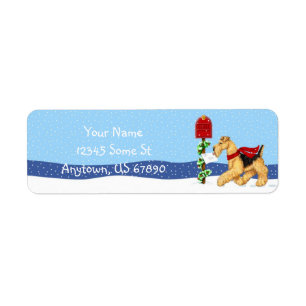 WeihnachtsTal-Post-Aufkleber Airedales Terrier