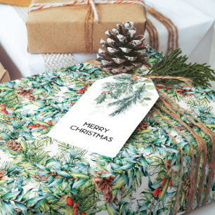 Weihnachtstanne und Beeren Geschenkpapier