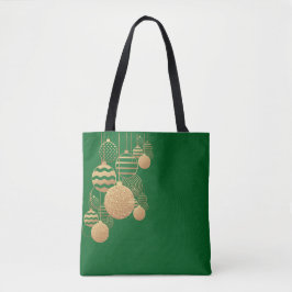 Weihnachtstasche mit Christbaumkugeln - grüner Hin Tasche