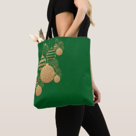 Weihnachtstasche mit Christbaumkugeln - grüner Hin Tasche