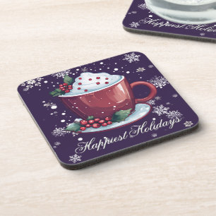 Weihnachtstasse heiße Schokolade Violett Getränkeuntersetzer