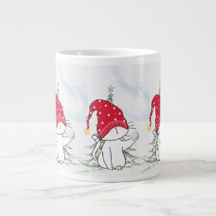 Weihnachtstasse katze mit Schneeball Jumbo-Tasse