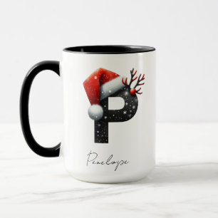 Weihnachtstasse mit Buchstabe P Personalisierter Tasse
