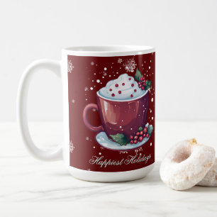Weihnachtstasse mit Heißer Schokolade   Rote Kaffe Kaffeetasse
