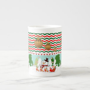Weihnachtstasse Schneemann Prozellantasse