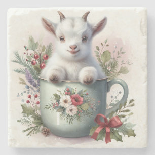 Weihnachtstasse Ziege Steinuntersetzer