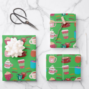 Weihnachtstassen Geschenkpapier Flachblatt-Set aus Set