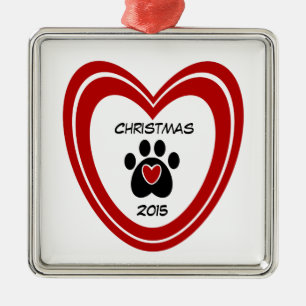 Weihnachtstatzen-Druck Ornament Aus Metall