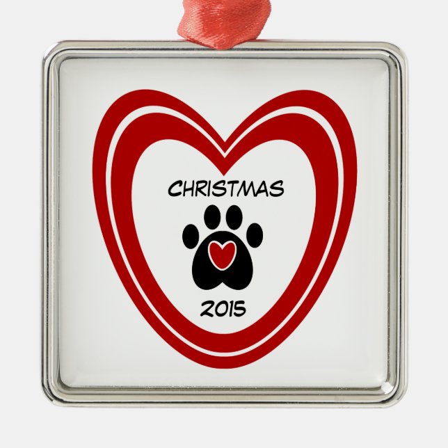 Weihnachtstatzen-Druck Ornament Aus Metall (Vorne)