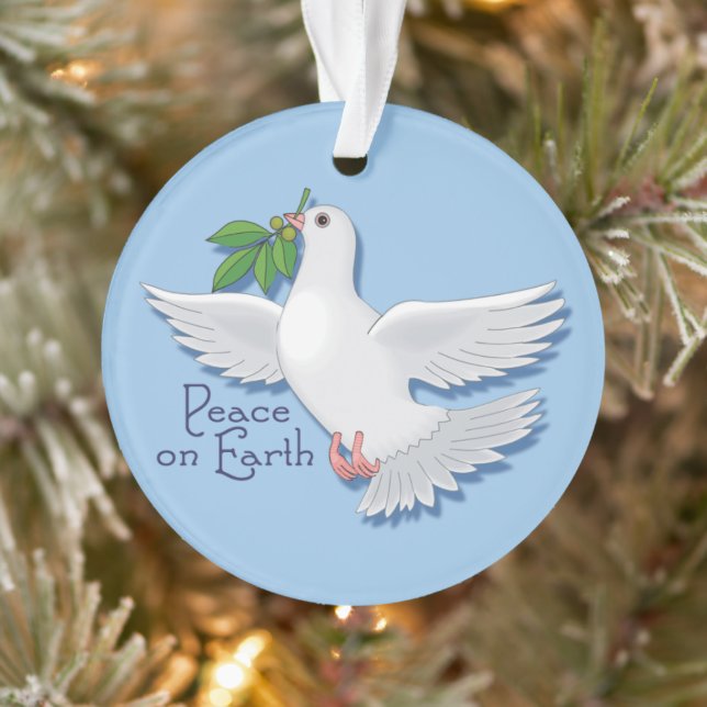 Weihnachtstaube mit Olivenzweig am Weltfrieden Ornament (Baum)